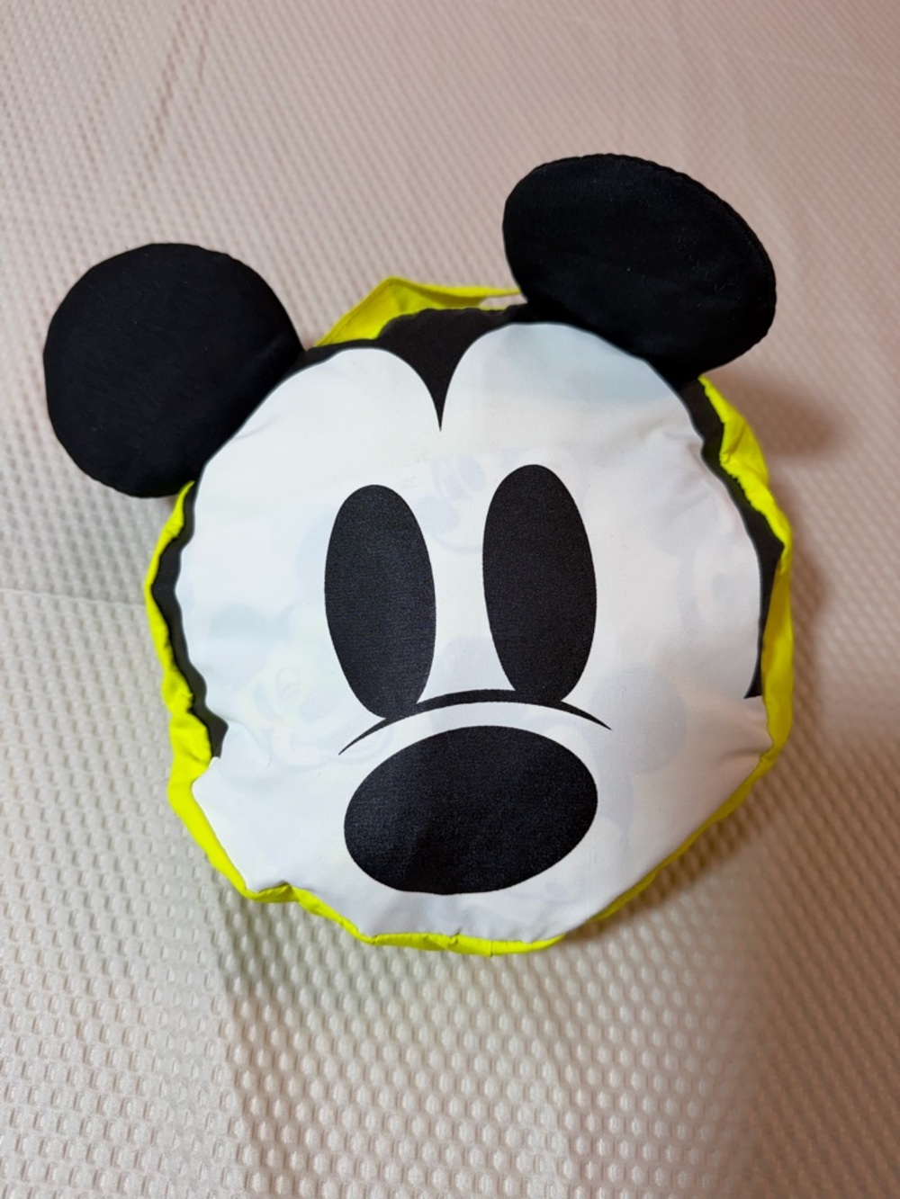 Disney Mickey Mouse Packable Rain Jacket Toddler 3T Neon Yellow Hooded Ears